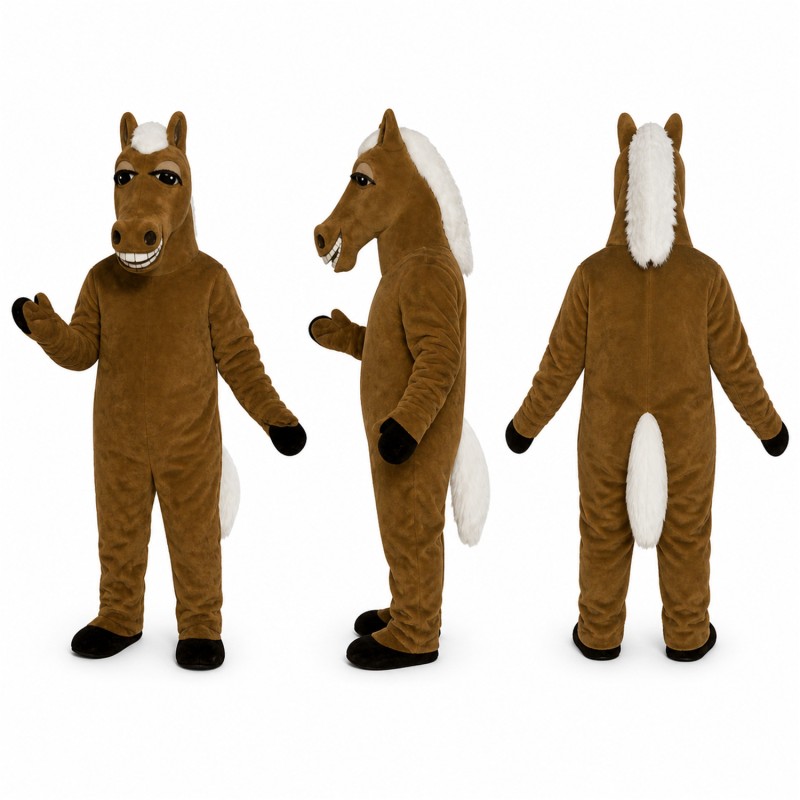 Horse Mascot Costume in Brown with Black Mane Adult