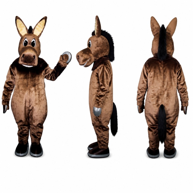 Horse Mascot Costume in Brown with Dark Stripes Adult