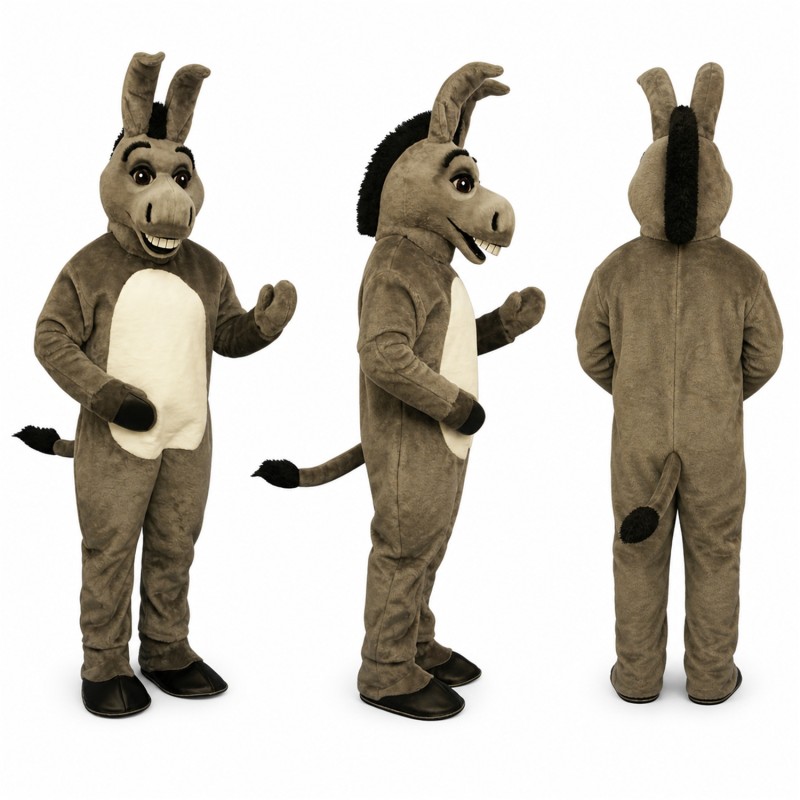 Donkey Mascot Costume in Gray with Cream Belly Adult