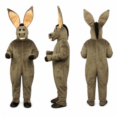 Donkey Mascot Costume in Gray with Oversized Ears Adult