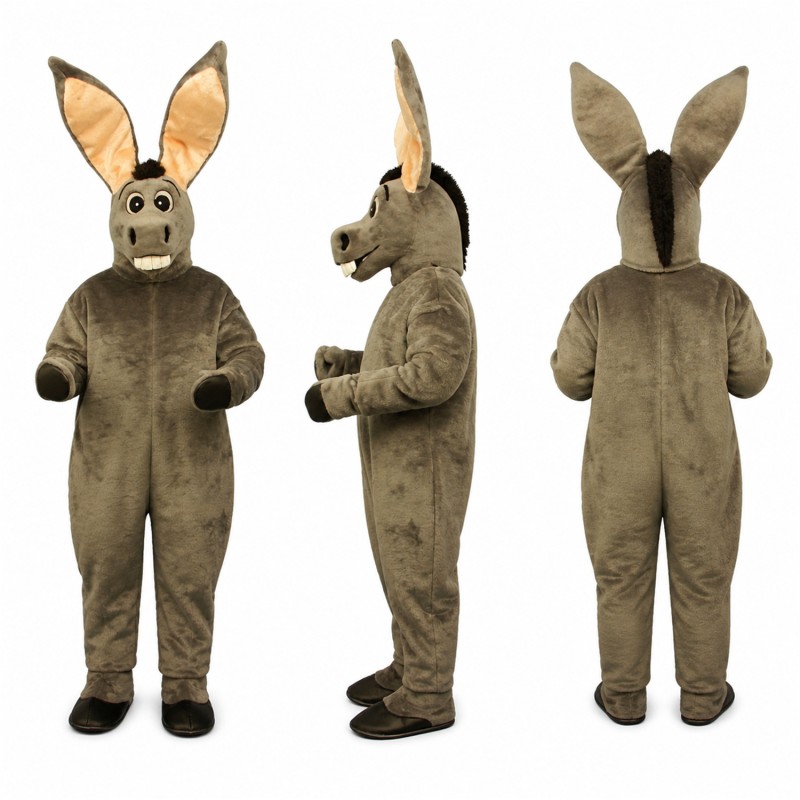 Donkey Mascot Costume in Gray with Oversized Ears Adult
