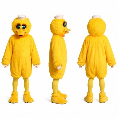 Yellow Duck Mascot Costume with Sailor Hat for Adults