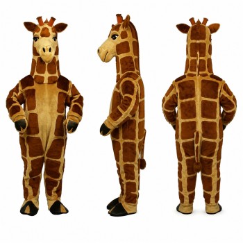 Giraffe Mascot Costume in Brown and Yellow with Spots Adult