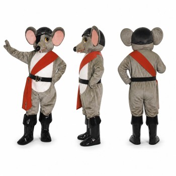 Pirate Mouse Mascot Costume in Gray with Red Sash Adult
