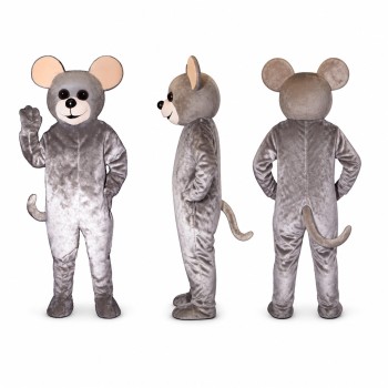 Mouse Mascot Costume in Gray with Pink Ears Adult