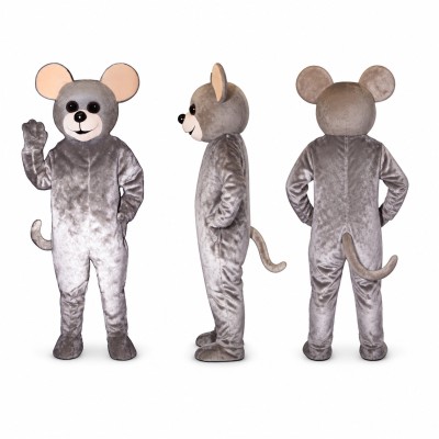 Mouse Mascot Costume in Gray with Pink Ears Adult