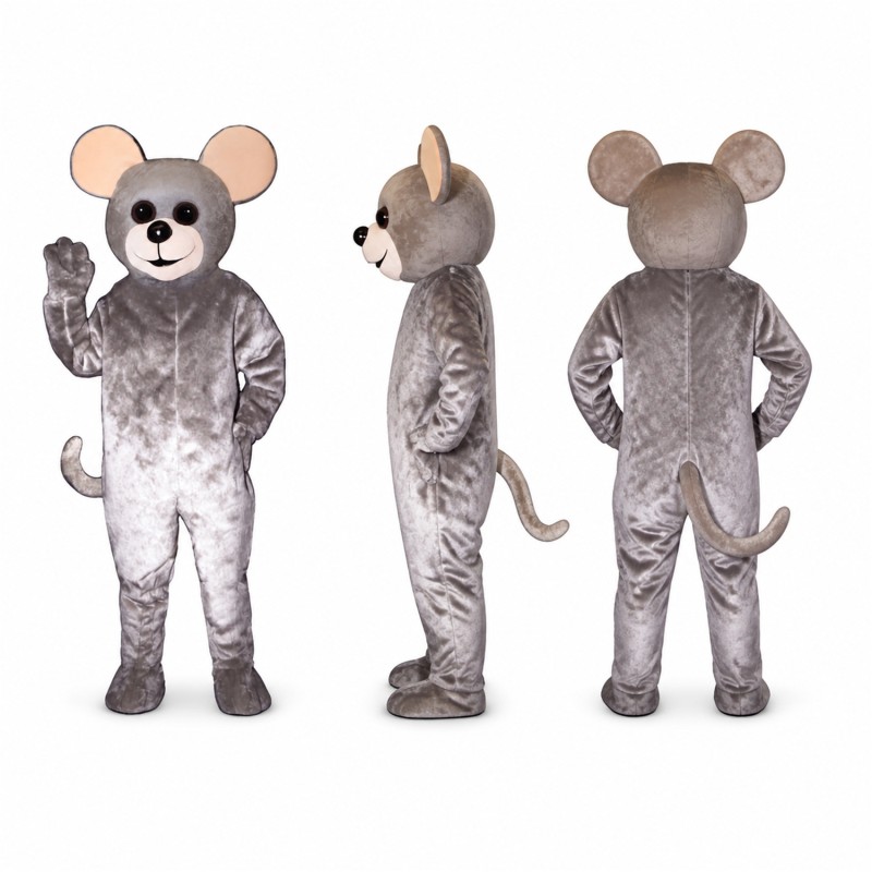 Mouse Mascot Costume in Gray with Pink Ears Adult