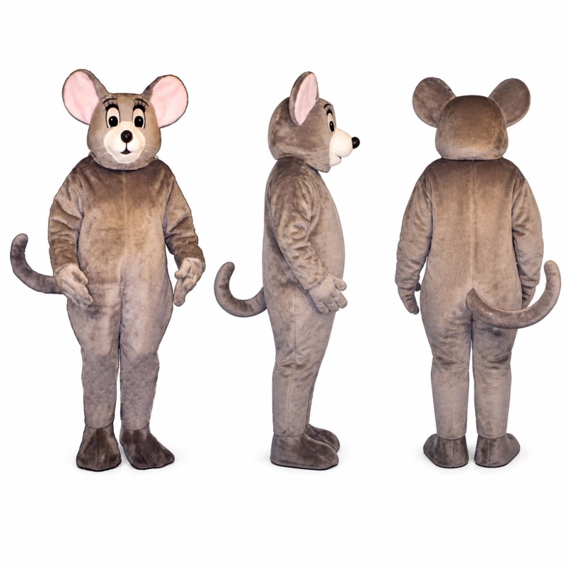 Mouse Mascot Costume in Brown with Pink Ears Adult