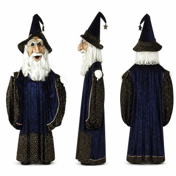 Wizard Mascot Costume in Navy Robe with Pointed Hat Adult