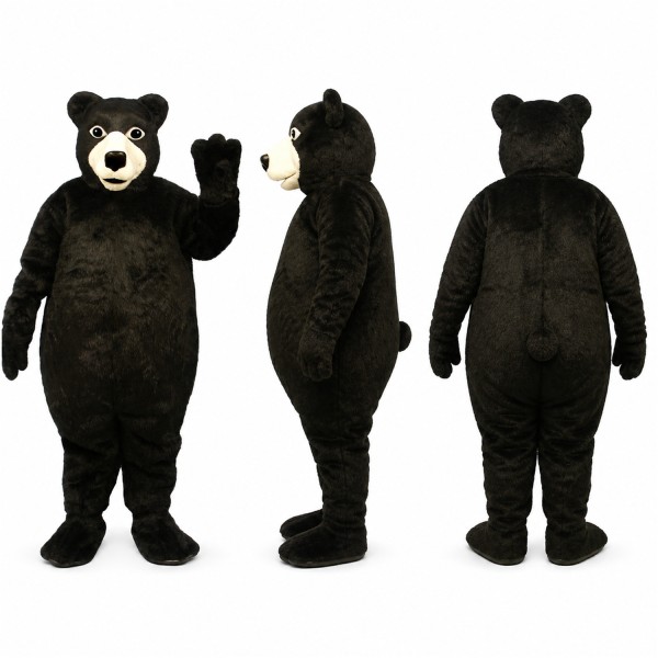 Black Bear Mascot Costume with Tan Muzzle Adult