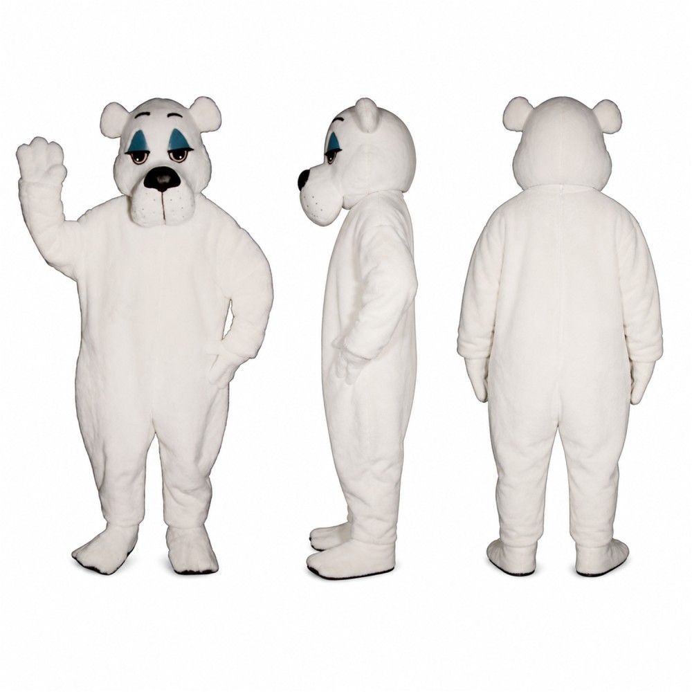 Polar Bear Mascot Costume in White with Black Nose Adult