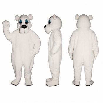 Polar Bear Mascot Costume in White with Black Nose Adult