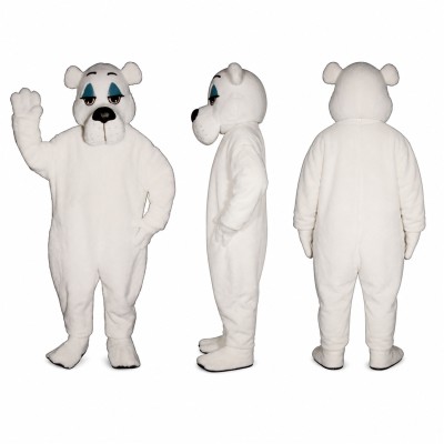 Polar Bear Mascot Costume in White with Black Nose Adult