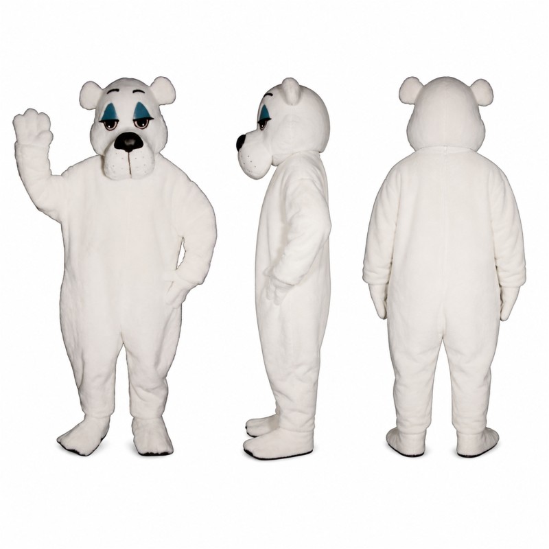 Polar Bear Mascot Costume in White with Black Nose Adult