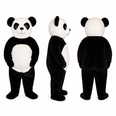 Panda Mascot Costume in Black and White with Cream Belly Adult