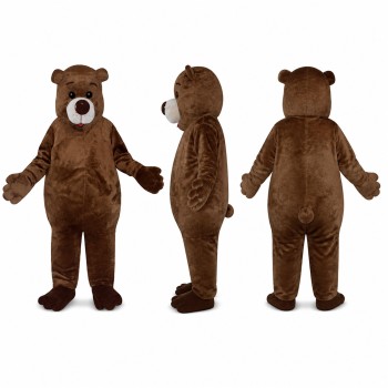 Brown Bear Mascot Costume with Red Nose Adult