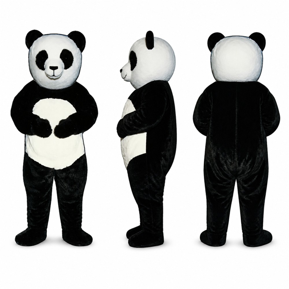 Panda Mascot Costume in Black and White with Rounded Belly Adult Panda Mascot Costume in Black and White with Rounded Belly Adult