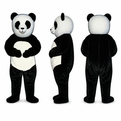 Panda Mascot Costume in Black and White with Rounded Belly Adult