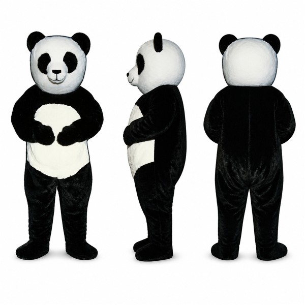 Panda Mascot Costume in Black and White with Rounded Belly Adult