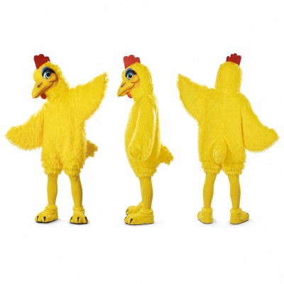 Chicken Mascot Costume in Yellow with Red Comb Adult