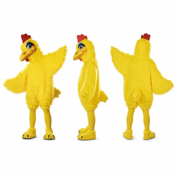 Chicken Mascot Costume in Yellow with Red Comb Adult