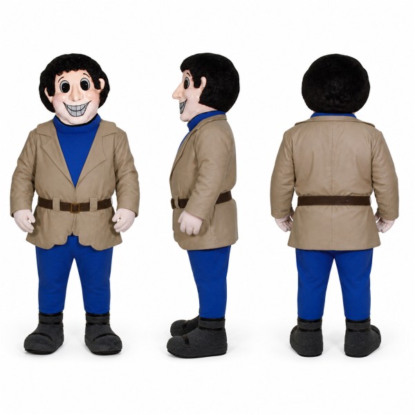 Explorer Mascot Costume in Brown Jacket with Blue Pants Adult