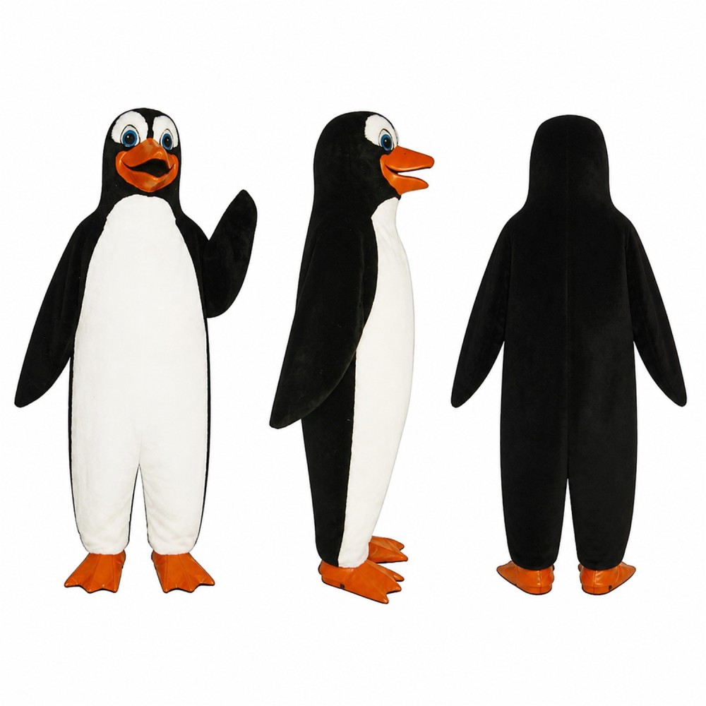 Penguin Mascot Costume in Black and White with Orange Beak Adult Penguin Mascot Costume in Black and White with Orange Beak Adult