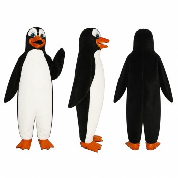 Penguin Mascot Costume in Black and White with Orange Beak Adult