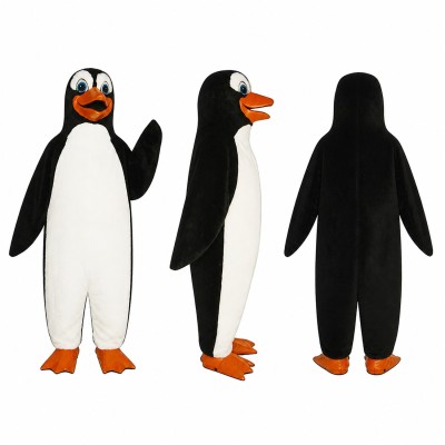 Penguin Mascot Costume in Black and White with Orange Beak Adult