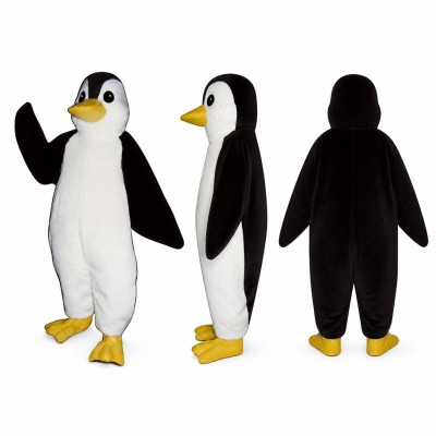 Penguin Mascot Costume in Black and White with Yellow Beak Adult
