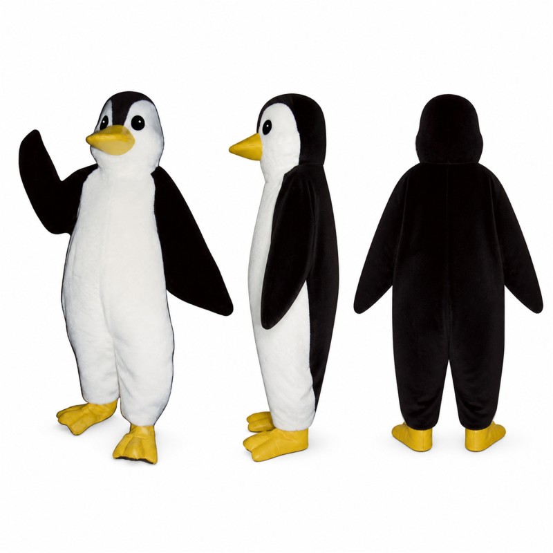 Penguin Mascot Costume in Black and White with Yellow Beak Adult