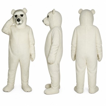 Polar Bear Mascot Costume in Cream with Black Nose Adult