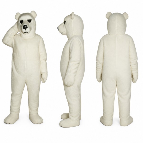 Polar Bear Mascot Costume in Cream with Black Nose Adult