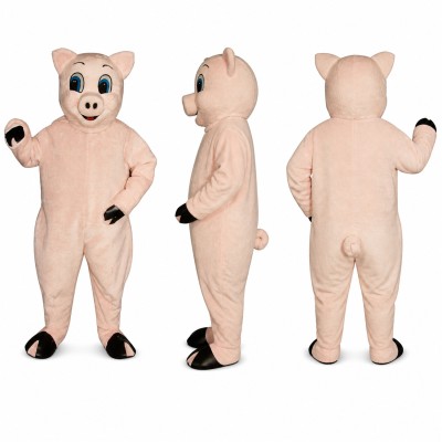 Pig Mascot Costume in Pink with Curled Tail Adult