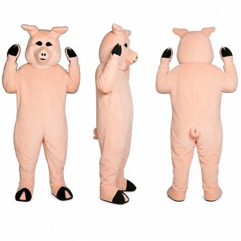 Pig Mascot Costume in Pink with Black Hooves Adult