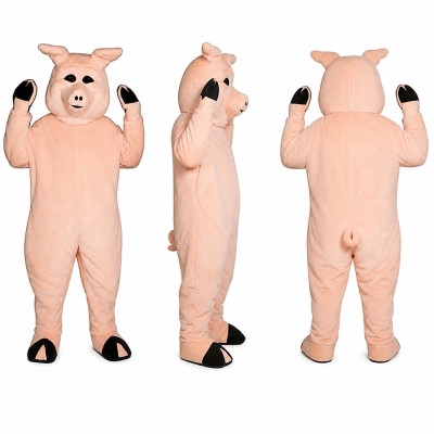Pig Mascot Costume in Pink with Black Hooves Adult