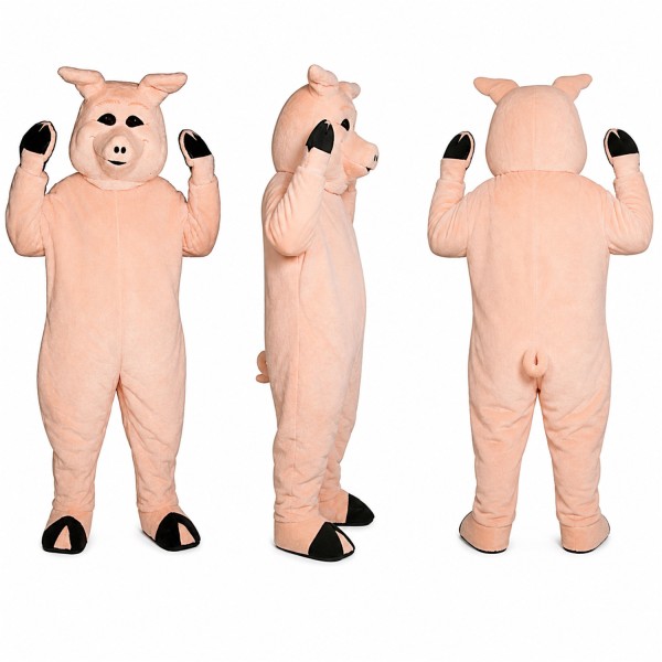 Pig Mascot Costume in Pink with Black Hooves Adult