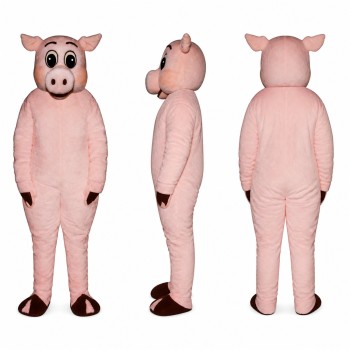 Pig Mascot Costume in Pink with Rounded Snout Adult