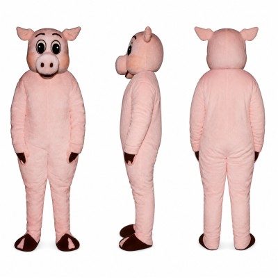 Pig Mascot Costume in Pink with Rounded Snout Adult