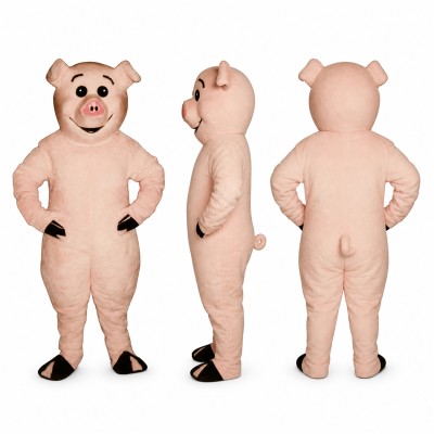 Pig Mascot Costume in Pink with Hands on Hips Adult