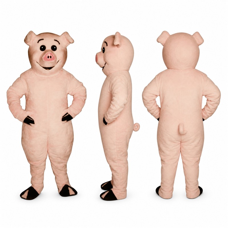 Pig Mascot Costume in Pink with Hands on Hips Adult