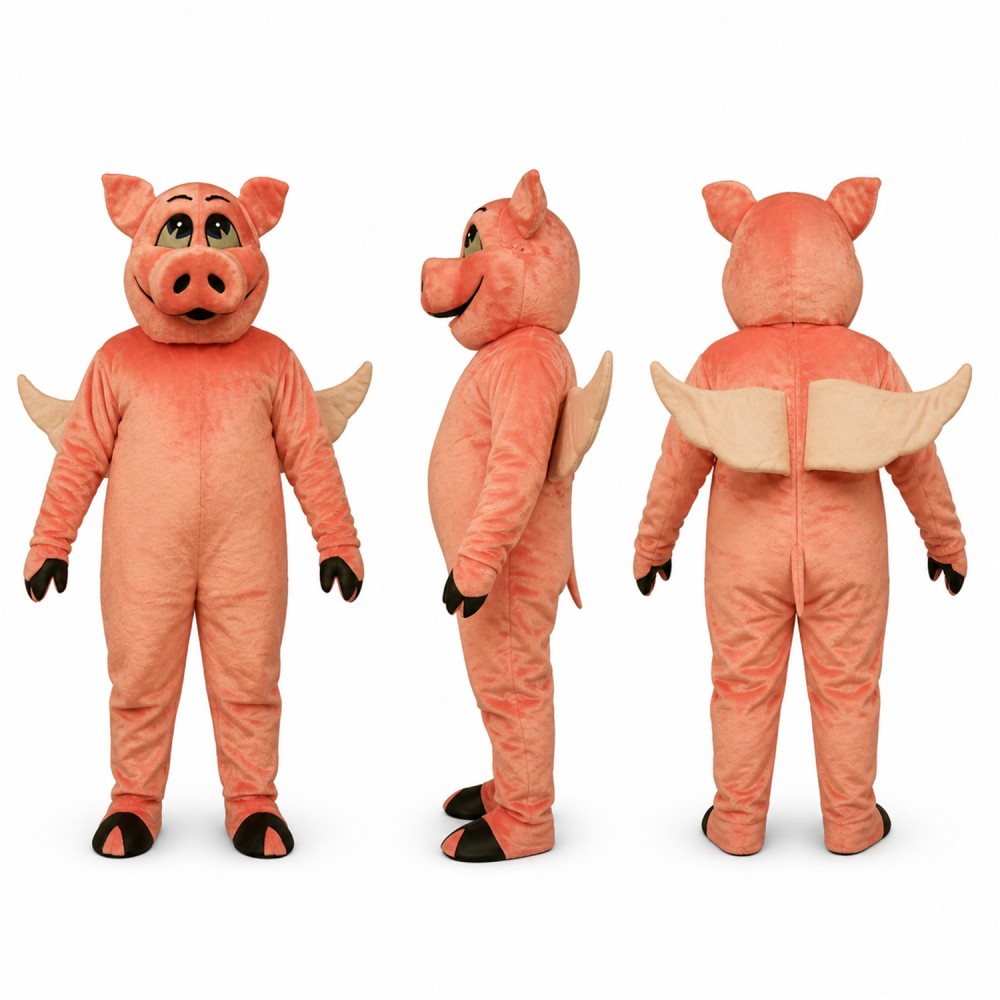 Pig Mascot Costume in Pink with Large Snout Adult