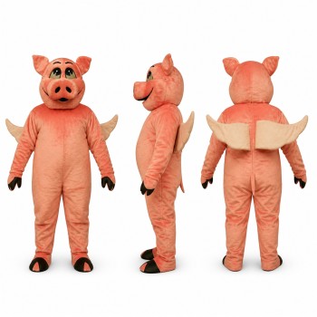 Pig Mascot Costume in Pink with Large Snout Adult