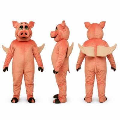 Pig Mascot Costume in Pink with Large Snout Adult