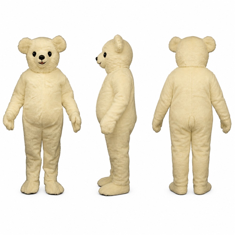 Polar Bear Mascot Costume in Cream with Black Nose Adult