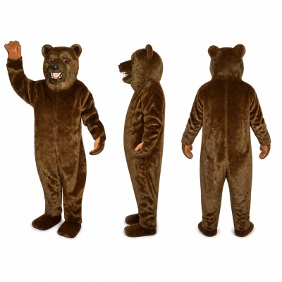 Brown Bear Mascot Costume with Open Mouth Adult