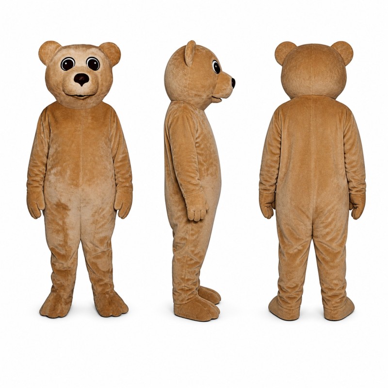 Teddy Bear Mascot Costume in Tan with Round Muzzle Adult