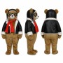 Aviator Teddy Bear Mascot Costume with Red Scarf and Goggles Adult
