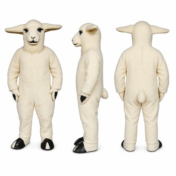 Sheep Mascot Costume in Cream with Long Ears Adult