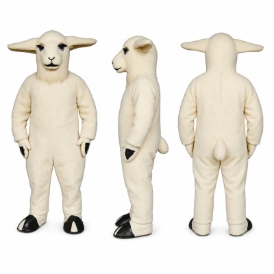 Sheep Mascot Costume in Cream with Long Ears Adult